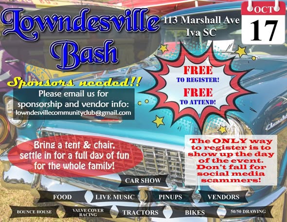 Flyer for Lowndesville Bash