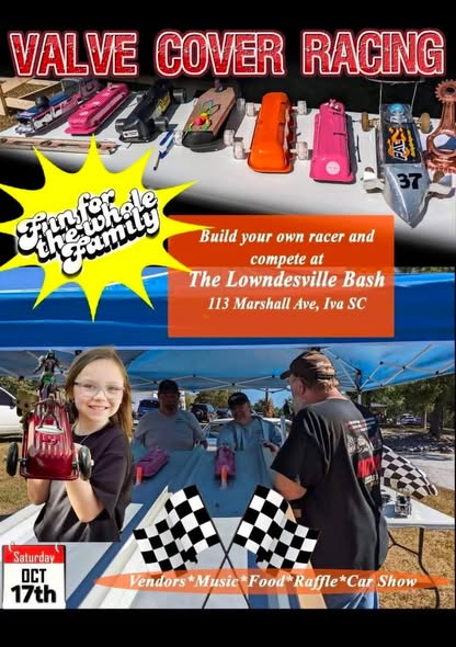 Flyer for Valve Cover Racing at The Lowndesvile Bash