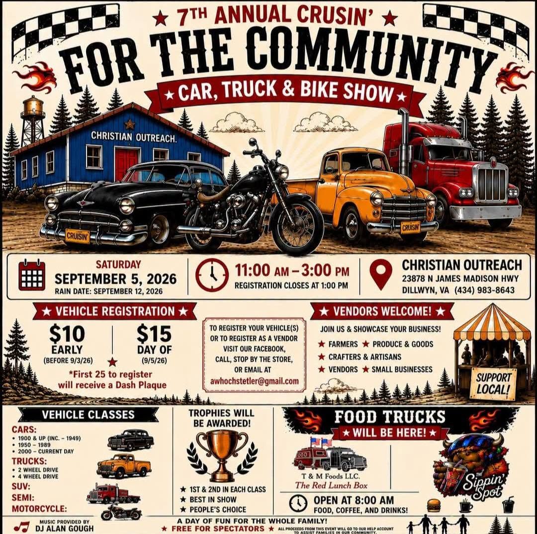 7th Annual Crusin' For The Community Car, Truck & Bike Show flyer