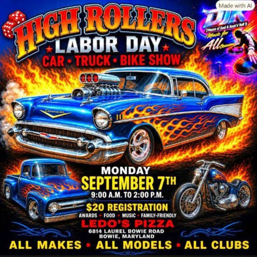 High Rollers Labor Day Car Truck Bike Show flyer