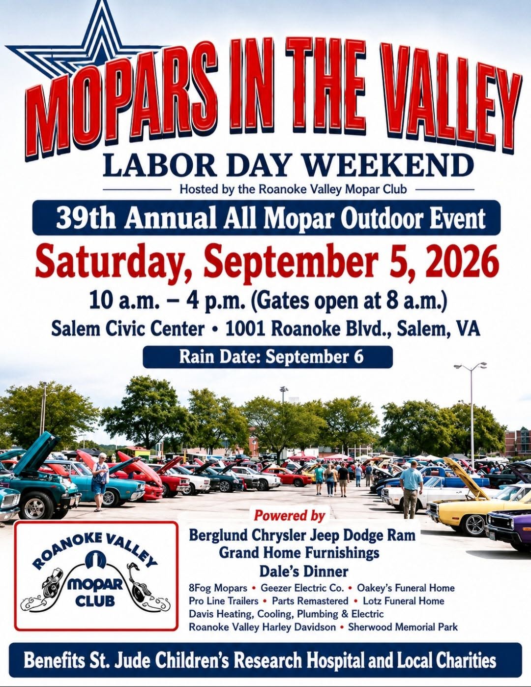 Mopars in the Valley Labor Day Weekend flyer