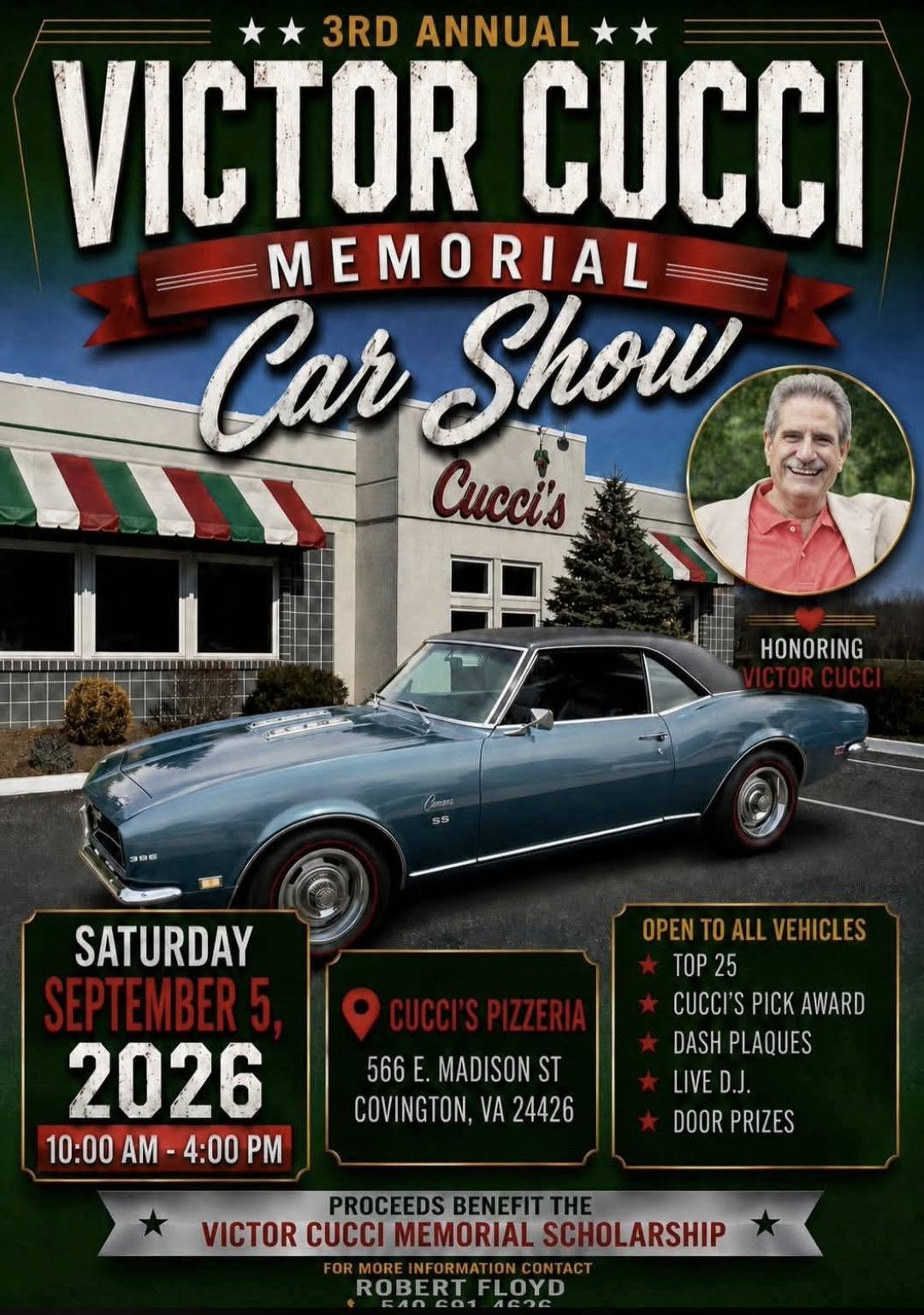 3rd Annual Victor Cucci Memorial Car Show flyer