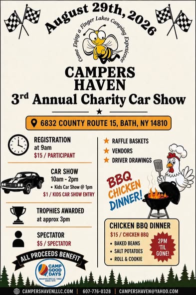 CAMPERS HAVEN 3rd Annual Charity Car Show flyer