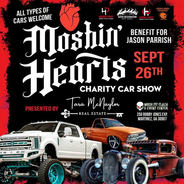 Moshin' Hearts Charity Car Show flyer