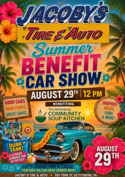 Jacoby's Tire & Auto Summer Benefit Car Show flyer