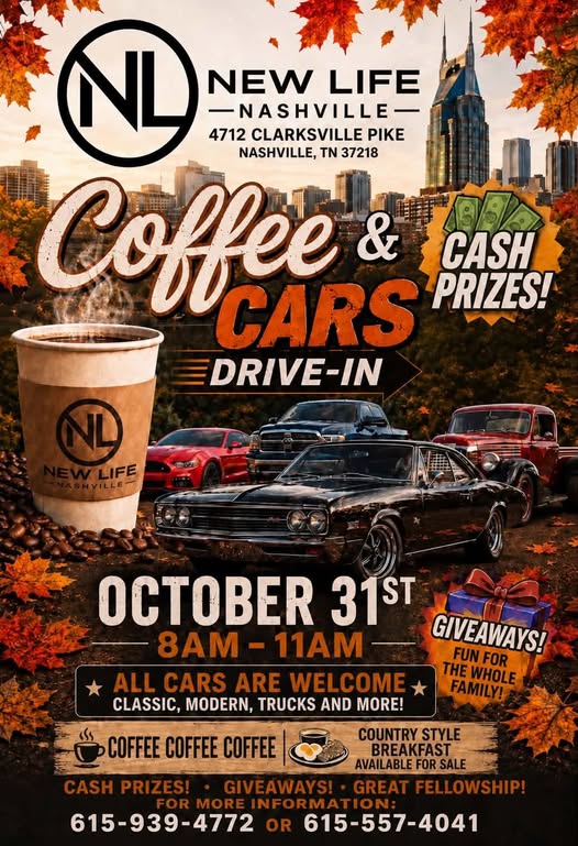 Flyer for Coffee & Cars Drive-In
