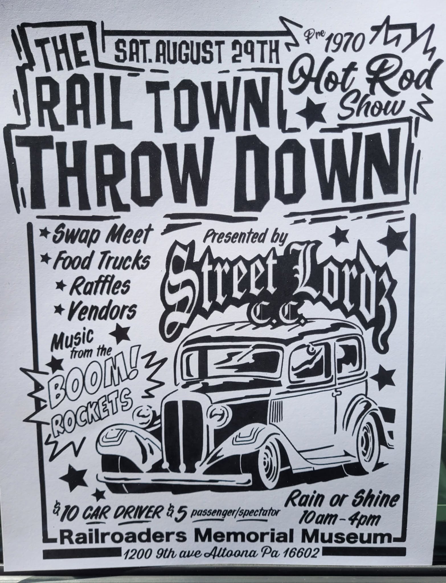Rail Town Throw Down - Pre 1970 Hot Rod Show flyer
