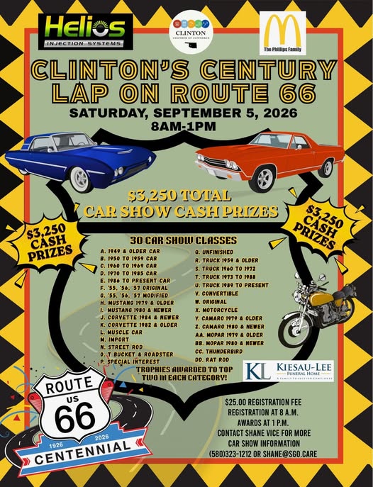Clinton's Century Lap on Route 66 flyer