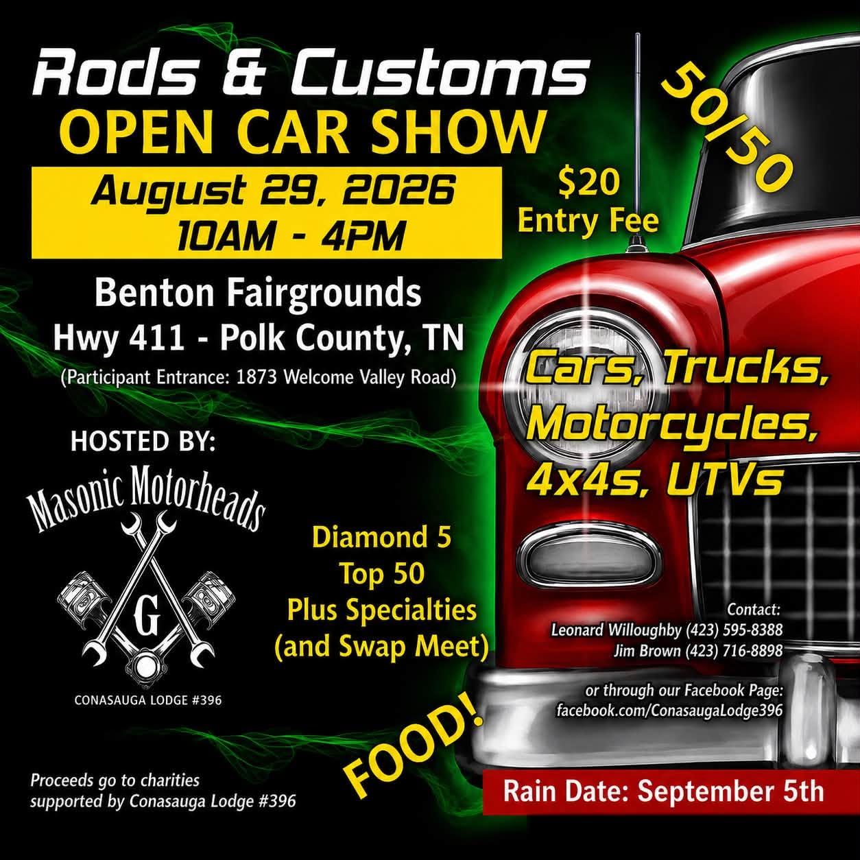 Rods & Customs Open Car Show flyer