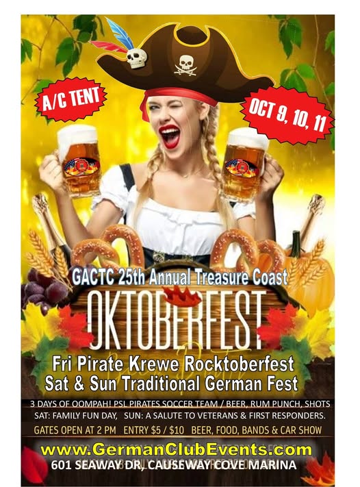 Flyer for GACTC 25th Annual Treasure Coast Oktoberfest