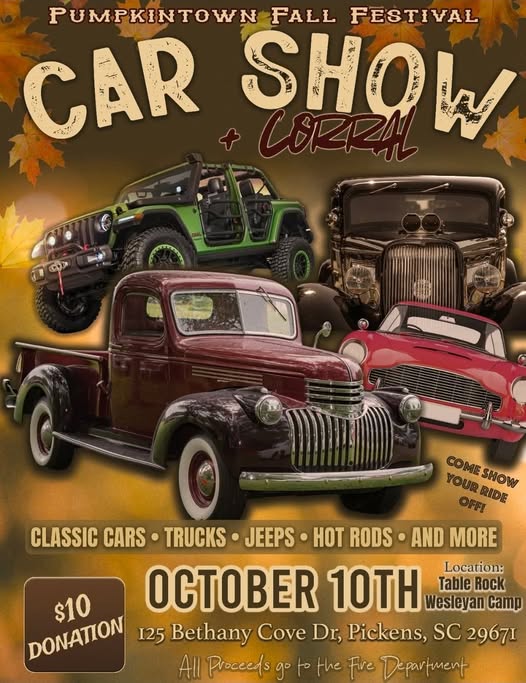 Flyer for Pumpkintown Fall Festival Car Show & Corral