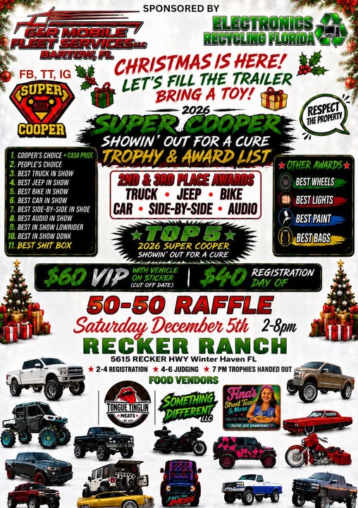 Flyer for 2026 Super Cooper Show 'Showin' Out For A Cure'