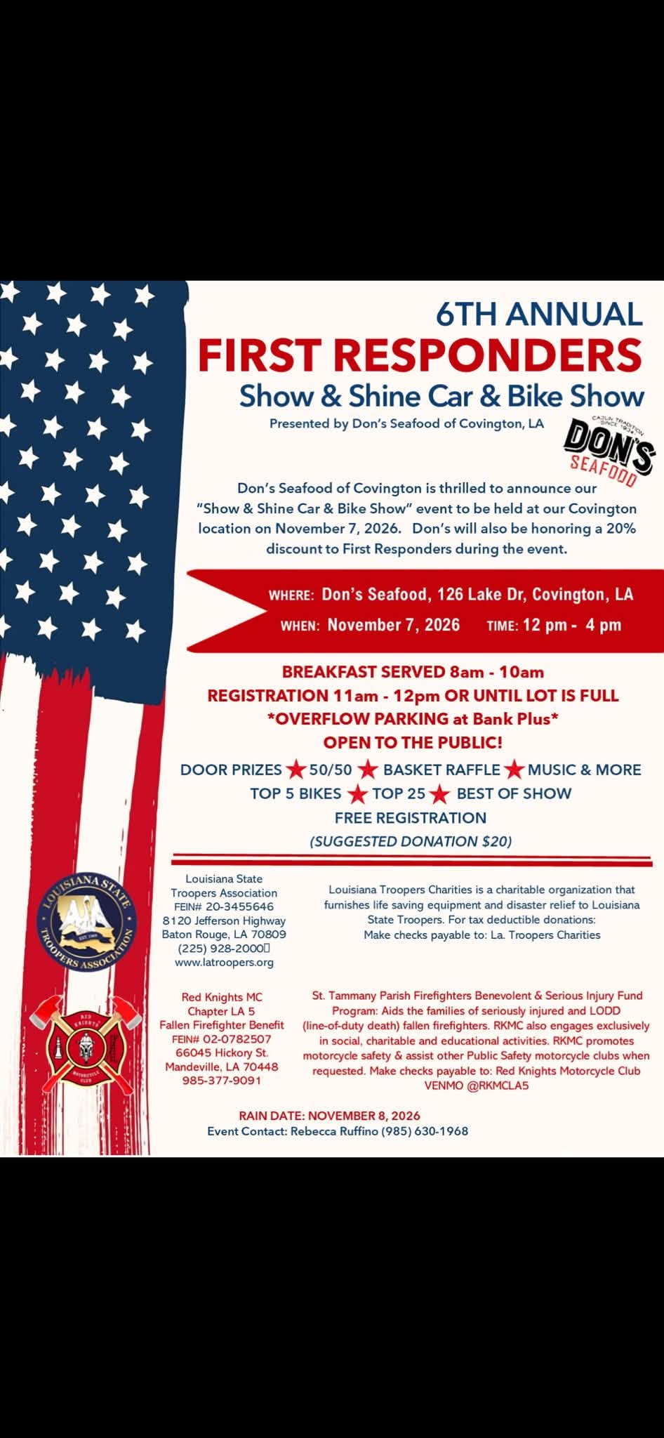 Flyer for 6th Annual First Responders Show & Shine Car & Bike Show