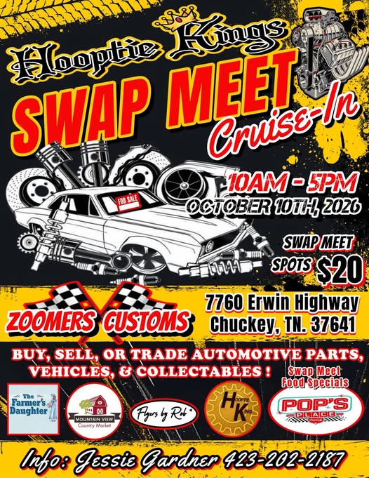 Flyer for Hooptie Kings Swap Meet Cruise-In