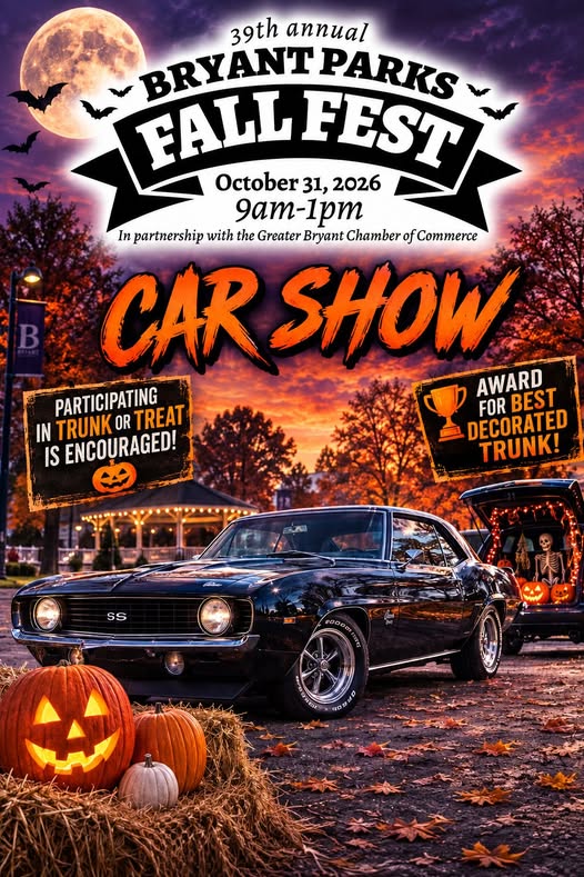 Flyer for 39th Annual Bryant Parks Fall Fest Car Show