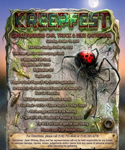 Flyer for Kreepfest Graveyarders Car, Truck & Bike Gathering