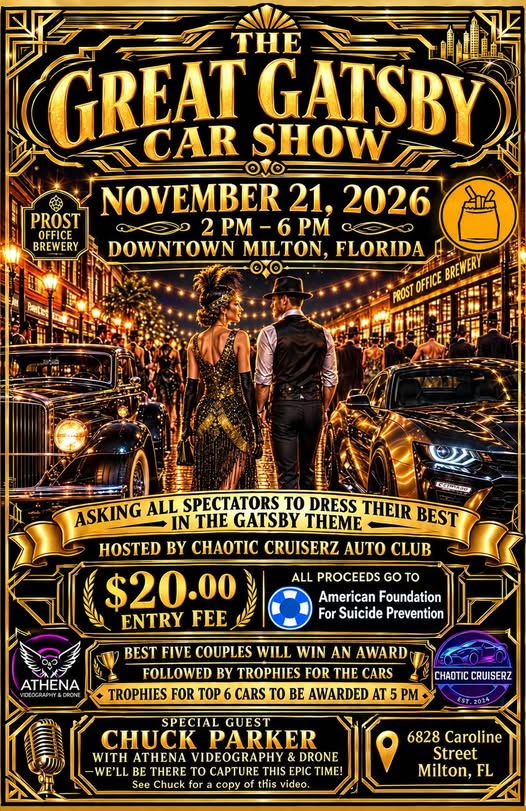 Flyer for The Great Gatsby Car Show