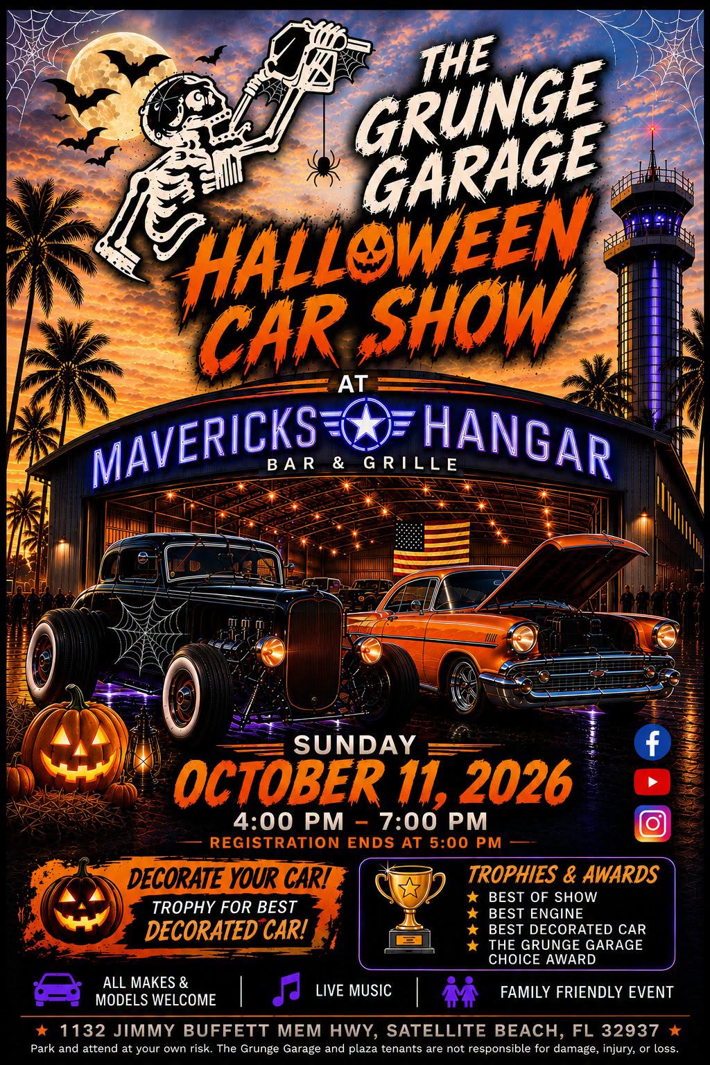 Flyer for The Grunge Garage Halloween Car Show