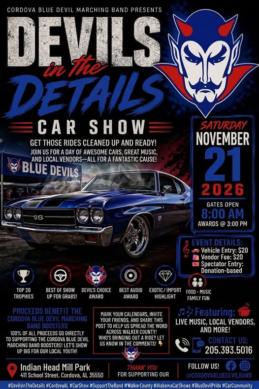 Flyer for Devils in the Details Car Show