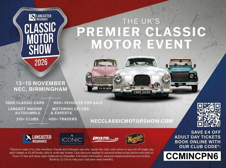 Flyer for Lancaster Insurance Classic Motor Show 2026