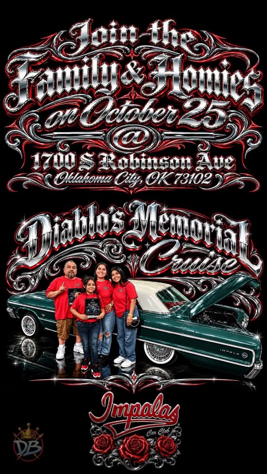 Flyer for Join the Family & Homies on October 25 at Diablos Memorial Cruise