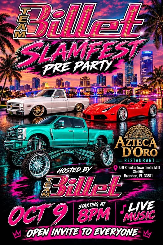 Flyer for Team Bullet Slamfest Pre Party