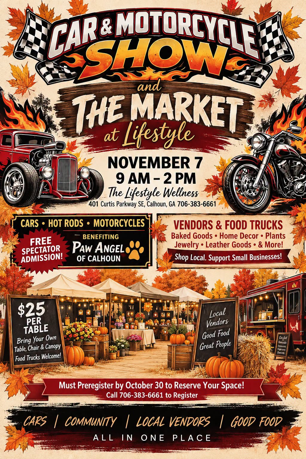 Flyer for Car & Motorcycle Show and The Market at Lifestyle