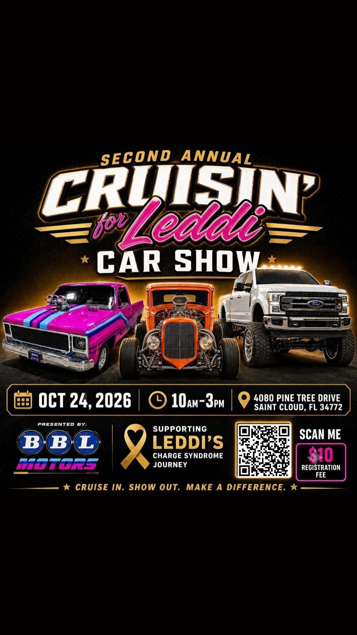Flyer for Second Annual Cruisin' for Leddi Car Show