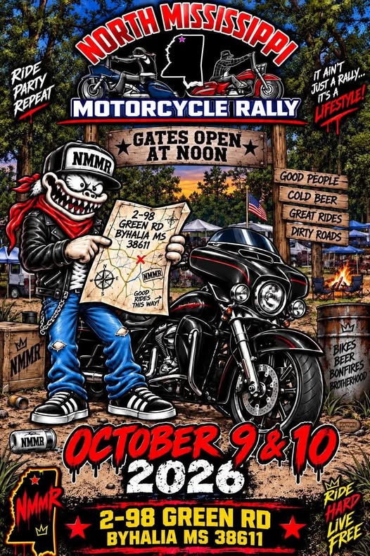Flyer for North Mississippi Motorcycle Rally