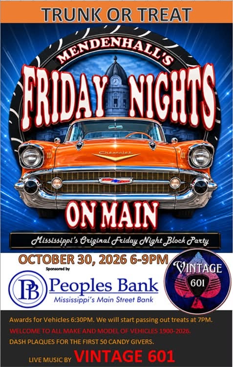 Flyer for Mendenhalls Friday Nights On Main