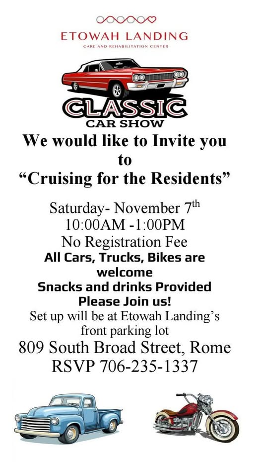 Flyer for Cruising for the Residents - Classic Car Show