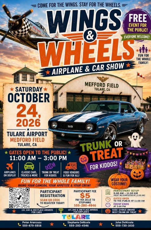 Flyer for Wings & Wheels Airplane & Car Show