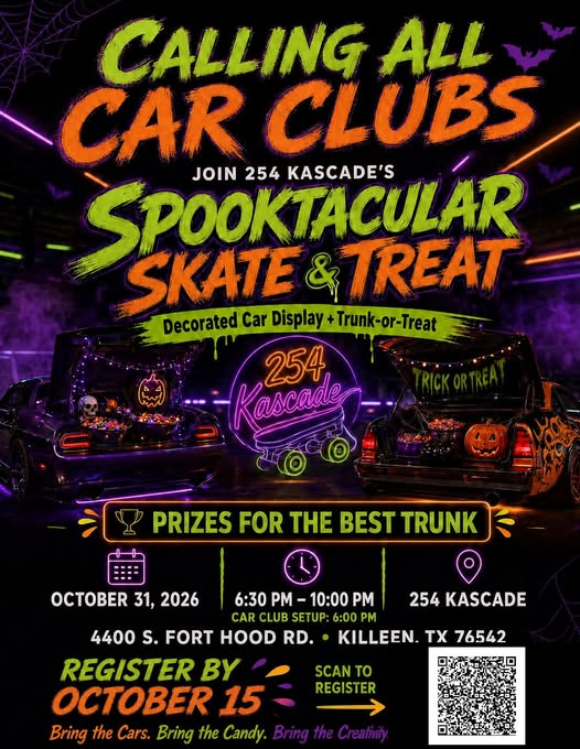 Flyer for 254 Kascade's Spooktacular Skate & Treat