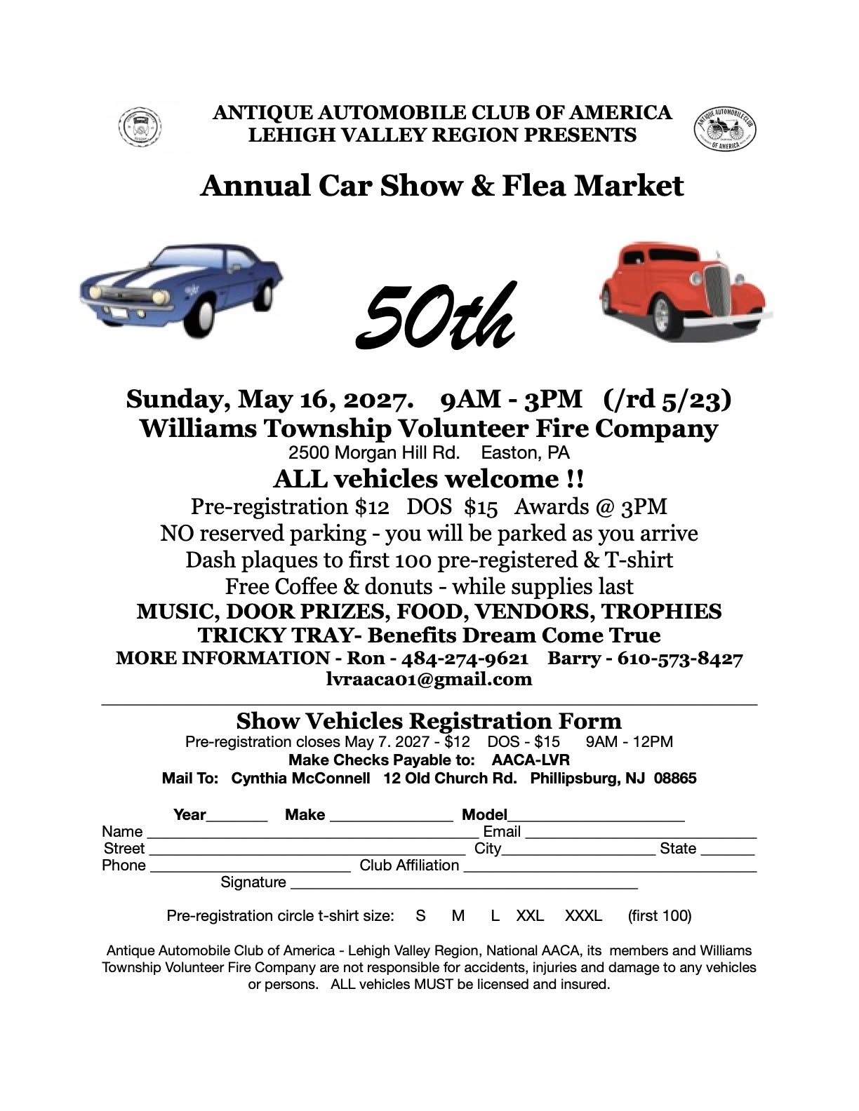 Flyer for Annual Car Show & Flea Market - 50th