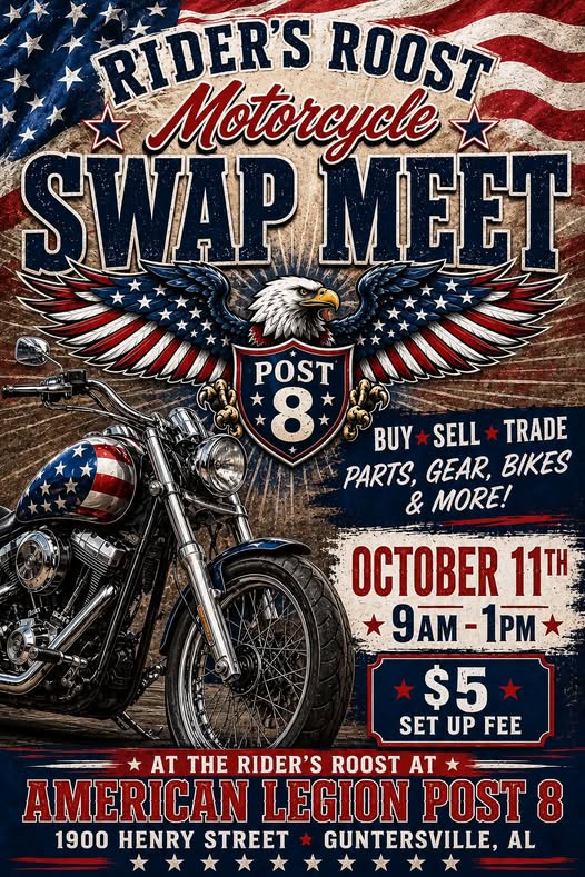 Flyer for Rider's Roost Motorcycle Swap Meet