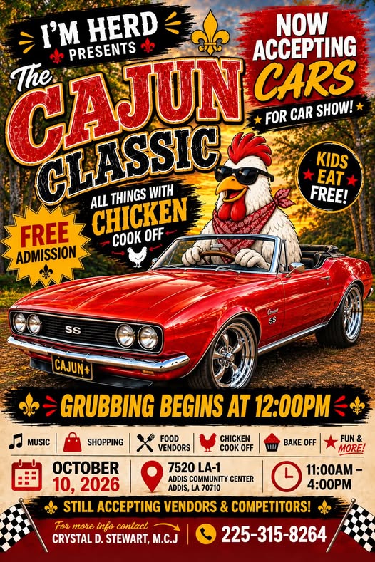 Flyer for The Cajun Classic - All Things with Chicken Cook Off