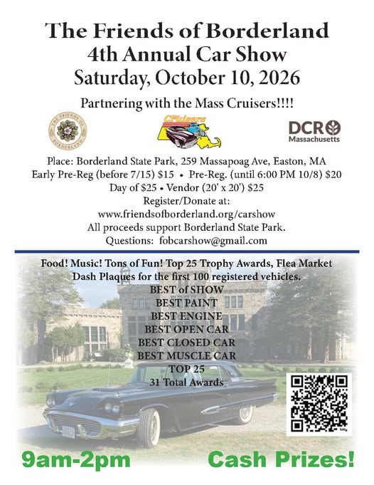 Flyer for The Friends of Borderland 4th Annual Car Show