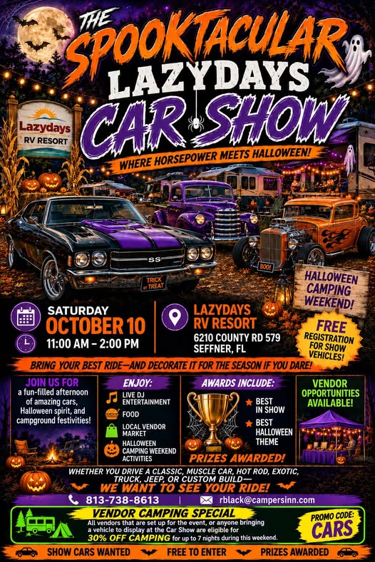 Flyer for The Spooktacular Lazydays Car Show