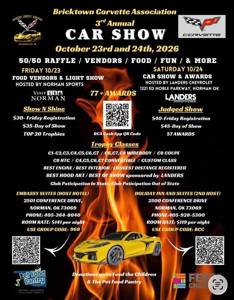 Flyer for Bricktown Corvette Association 3rd Annual Car Show
