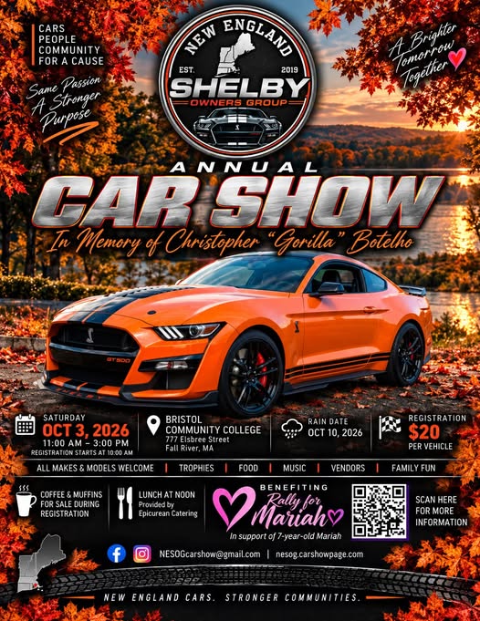 Flyer for New England Shelby Owners Group Annual Car Show