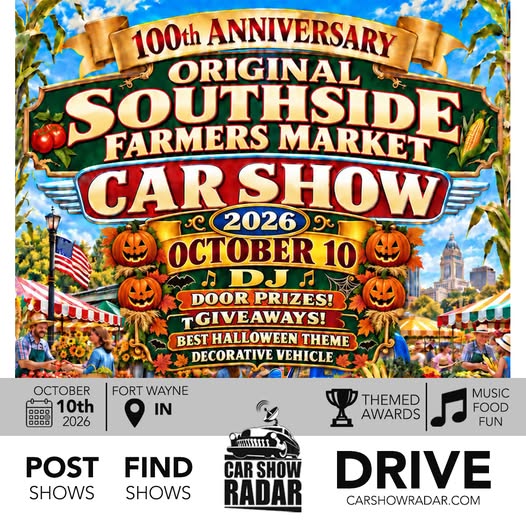 Flyer for 100th Anniversary Original Southside Farmers Market Car Show 2026