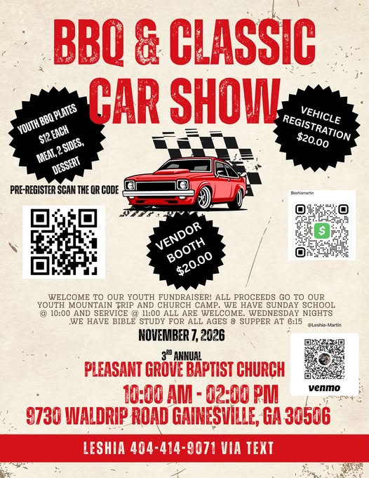 Flyer for BBQ & Classic Car Show
