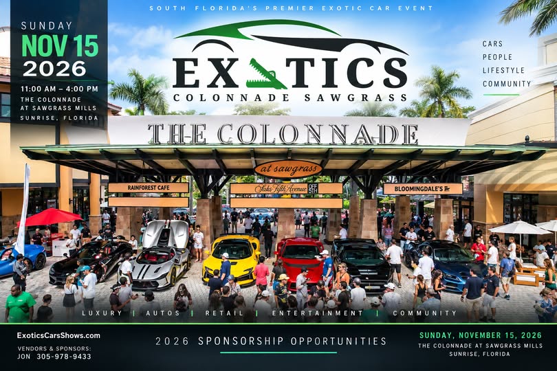 Flyer for Exotics at Colonnade Sawgrass