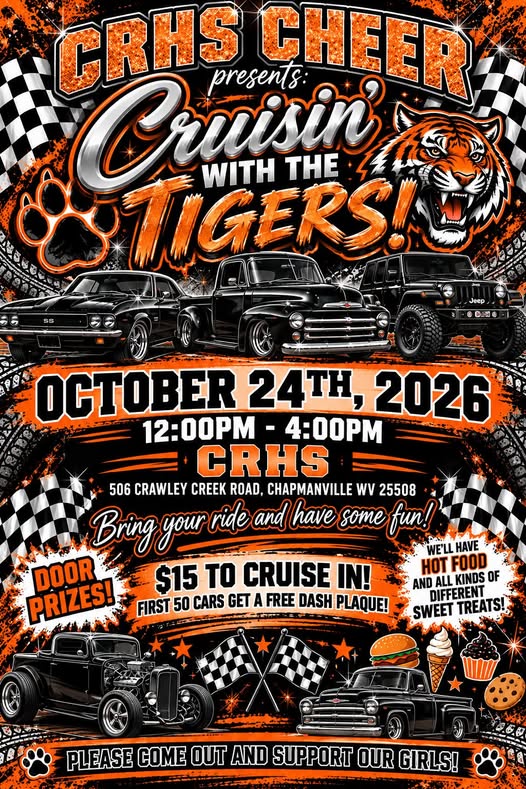 Flyer for CRHS Cheer Cruisin' with the Tigers!