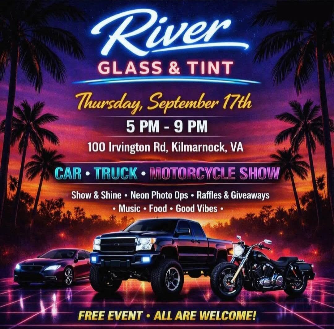 Flyer for River Glass & Tint Car, Truck, Motorcycle Show