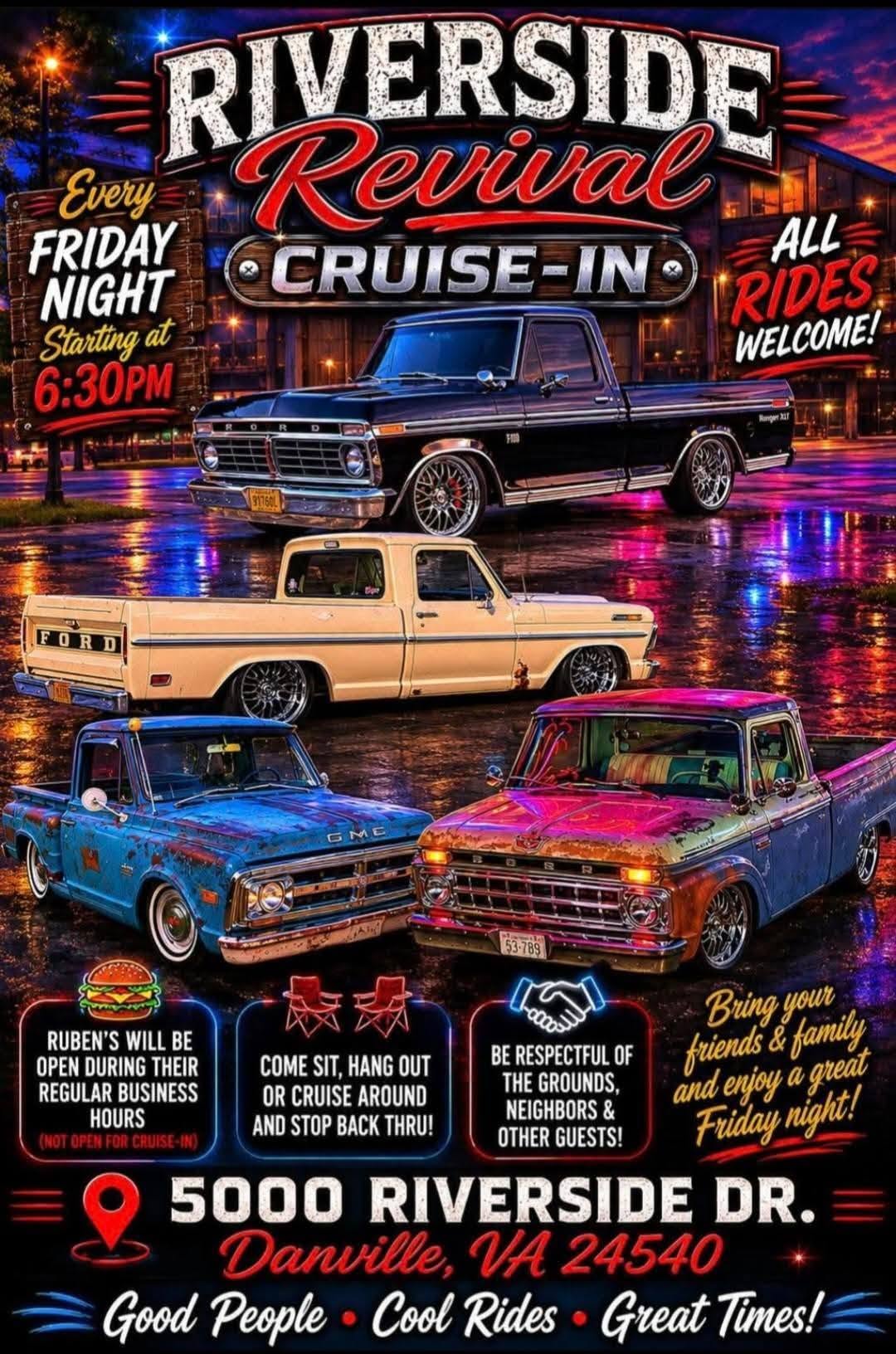 Flyer for Riverside Revival Cruise-In