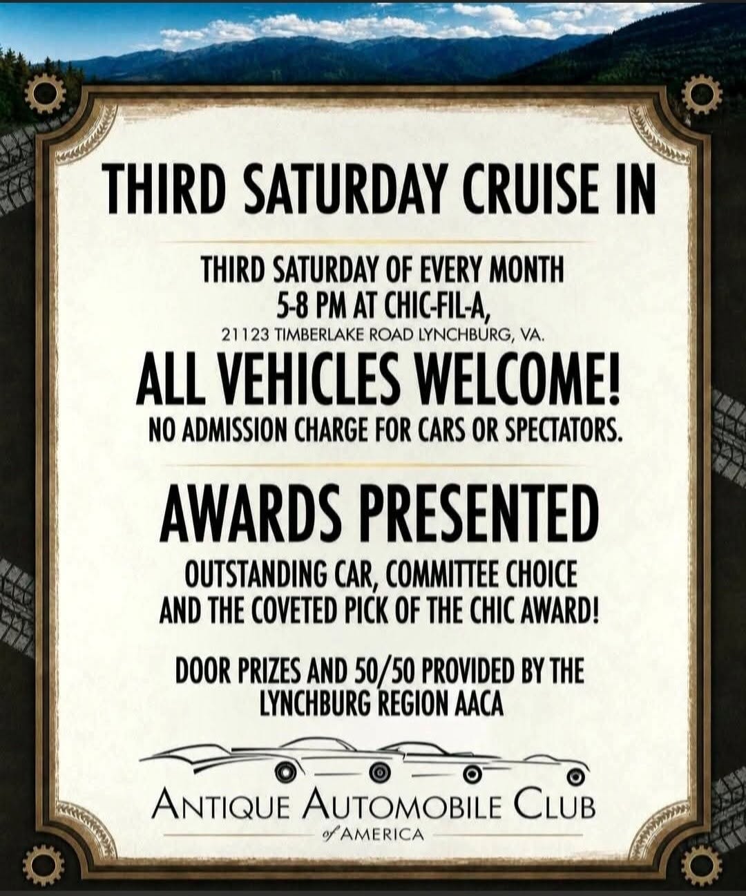 Flyer for Third Saturday Cruise In