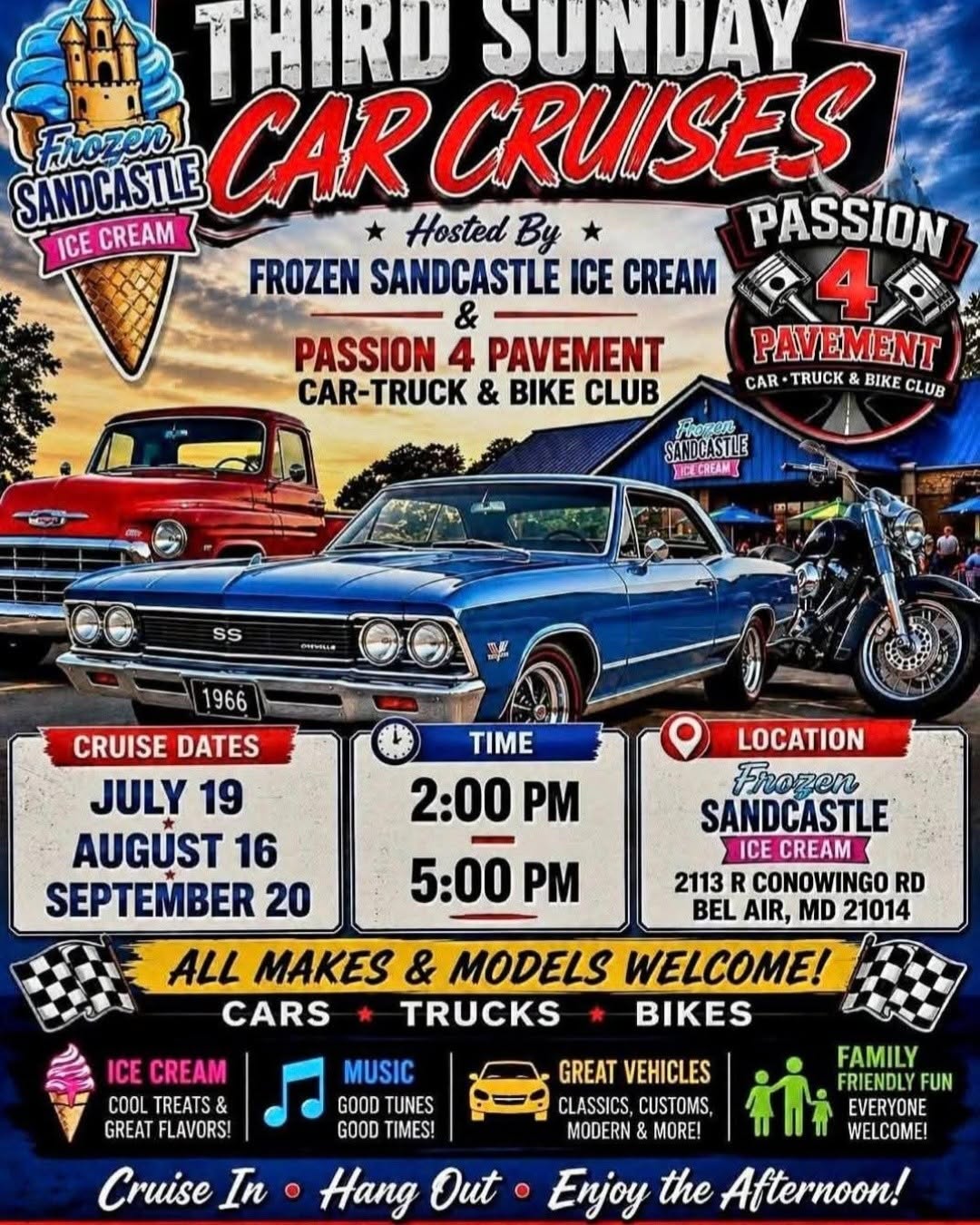 Flyer for Third Sunday Car Cruises