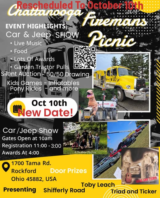 Flyer for Chattanooga Firemans Picnic Car & Jeep Show