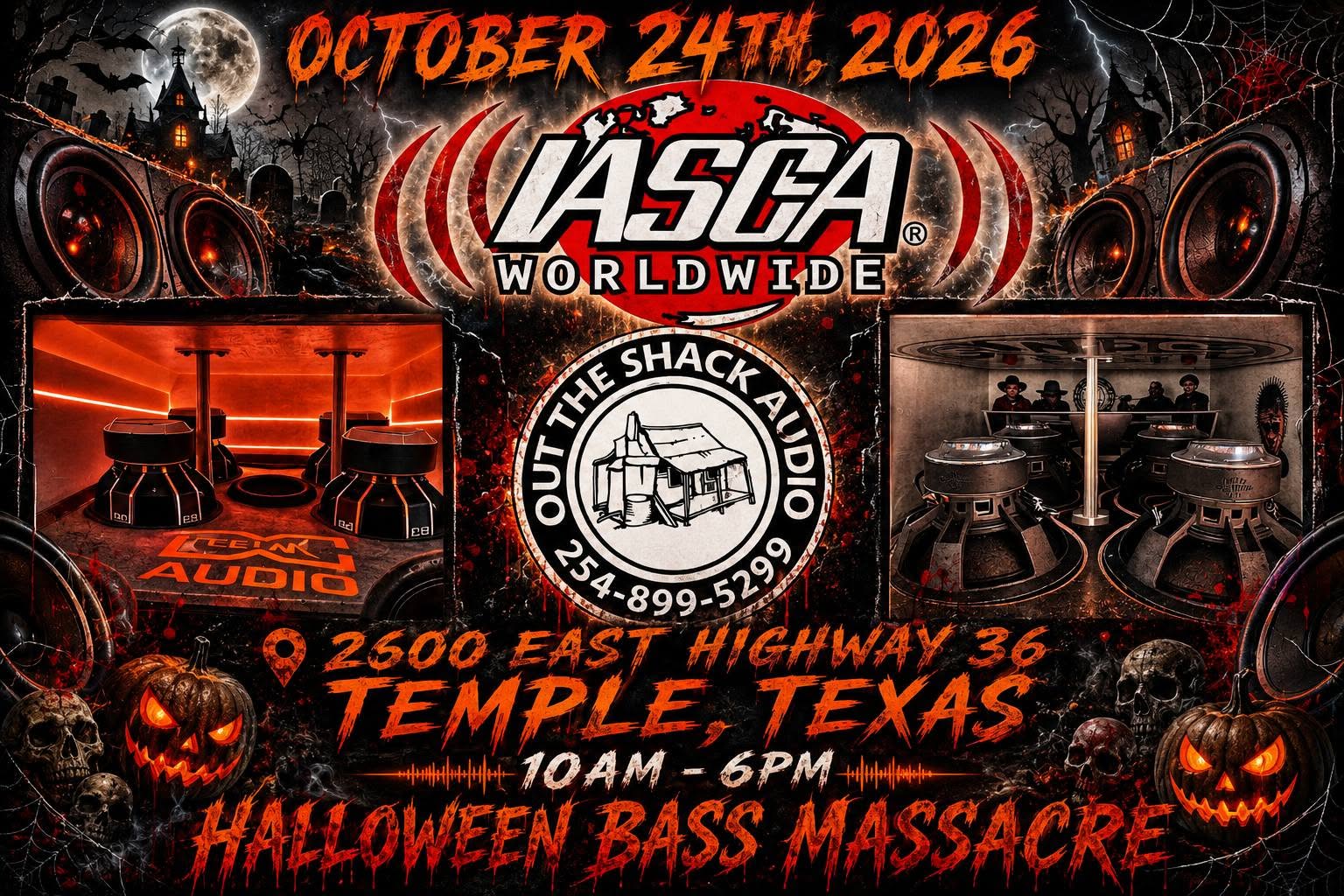 Flyer for IASCA Worldwide Halloween Bass Massacre